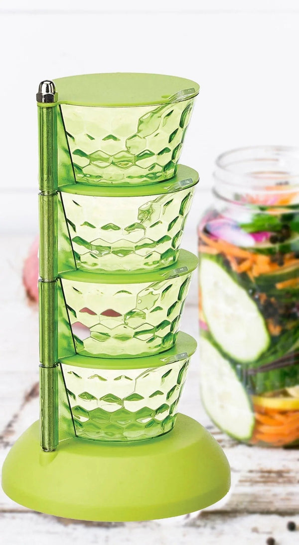 4 in 1 Multipurpose 360 Degree Rotating Pickle Rack Container for Kitchen - Justgrabit Inc.