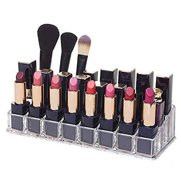 Acrylic Multi Purpose Lipstick Cosmetics Stand Display Holder 24 Section - Justgrabit Inc.