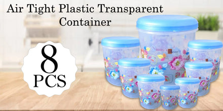 Air Tight Plastic Transparent Container Set (10000ml, 7000ml, 5000ml, 3000ml, 2000ml, 1000ml, 750ml, 500ml) - Justgrabit Inc.