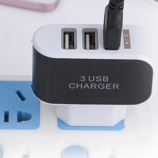 Triple USB 3 Port Wall AC Adapter Charger for Mobile Phone (1Pc Only) - Justgrabit Inc.