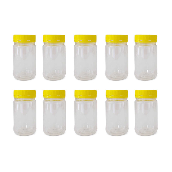 NNEDSZ 10x 500g Plastic Honey Jars + Lids - Round Clear Food Grade Packaging Containers - justgrabit.in | Just Grab It