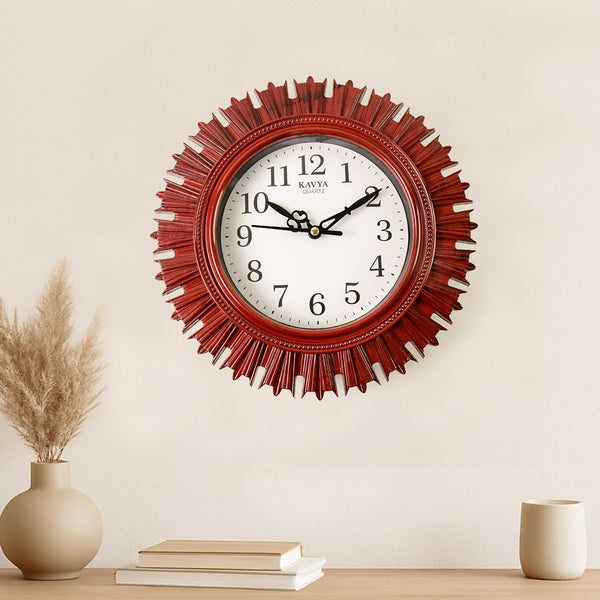 Wooden Look Round Wall Clock – Battery Operated Easy - to - Read Design for Home/Office - justgrabit.in | Just Grab It