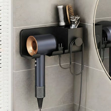 Wall Mounted Hair Dryer Holder with Multipurpose Organizer Shelf and Hook - justgrabit.in | Just Grab It