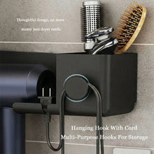 Wall Mounted Hair Dryer Holder with Multipurpose Organizer Shelf and Hook - justgrabit.in | Just Grab It