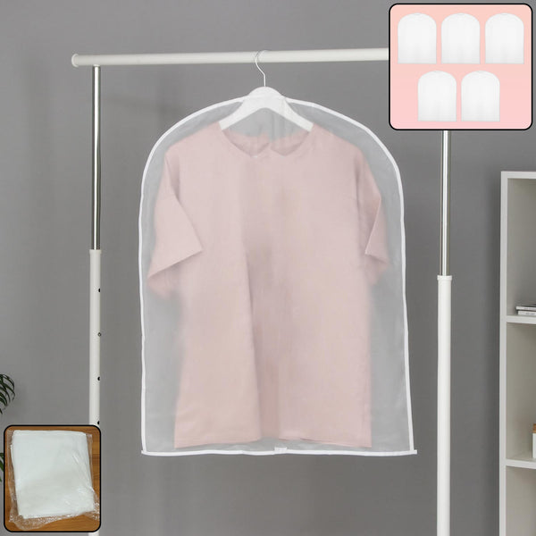Short Hanging Garment Storage Cover Pack of 5 (60 × 80 cm) - justgrabit.in | Just Grab It