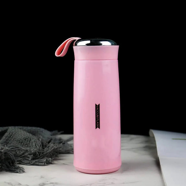 Water bottle 400ml leak proof, glass water bottle with daily water intake for gym and children, Nice Bottle (1 pc / Pink Color) - Justgrabit Inc.