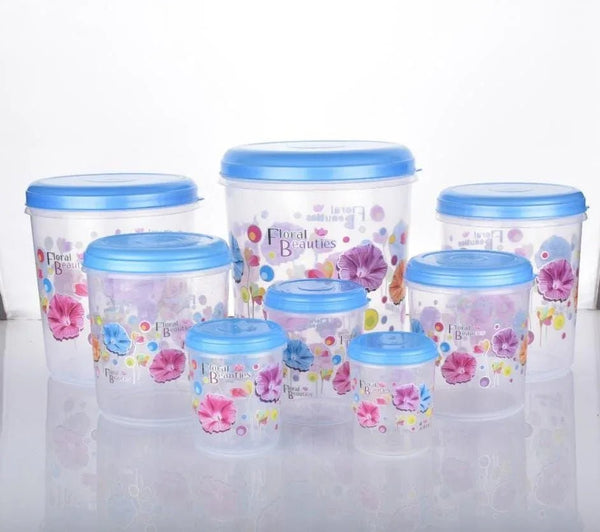 Air Tight Plastic Transparent Container Set (10000ml, 7000ml, 5000ml, 3000ml, 2000ml, 1000ml, 750ml, 500ml) - Justgrabit Inc.