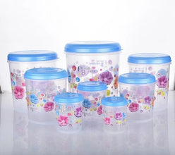 Air Tight Plastic Transparent Container Set (10000ml, 7000ml, 5000ml, 3000ml, 2000ml, 1000ml, 750ml, 500ml) - Justgrabit Inc.