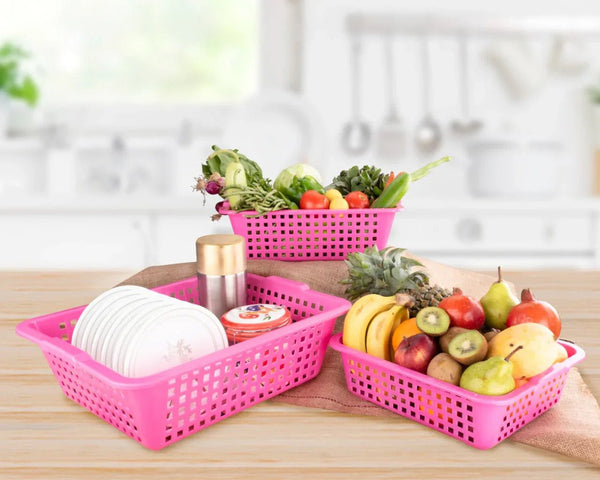 Plastic Multiple Size Cane Fruit Baskets (3 Size Large, Medium, Small) - Justgrabit Inc.