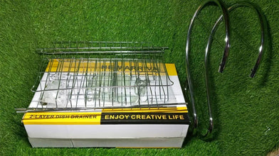 Stainless Steel 2 Layer Kitchen Dish Rack / Plate Cutlery Stand - Justgrabit Inc.