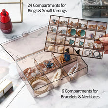 2 layer Acrylic Jewelry Storage Box Dustproof Earring Box, Storage Box Portable Nail Art Storage Case, 24 - Grid Small and 6 - Grid Big case Makeup Vanity Box (1 Pc / 30 Compartment) - Justgrabit Inc.