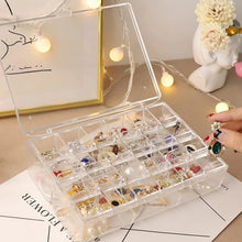 2 layer Acrylic Jewelry Storage Box Dustproof Earring Box, Storage Box Portable Nail Art Storage Case, 24 - Grid Small and 6 - Grid Big case Makeup Vanity Box (1 Pc / 30 Compartment) - Justgrabit Inc.