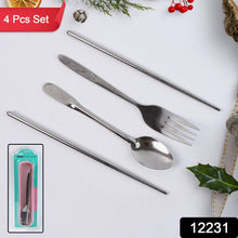 Portable Utensils Travel Camping Cutlery Set 4 Pc With case - justgrabit.in | Just Grab It