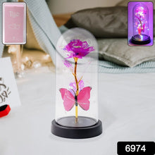 LED Decorative Rose with Butterfly in Transparent Plastic Dome (1 Pc / Battery Not Included) - Justgrabit Inc.