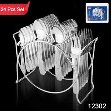 Stainless Steel Cutlery Set with Elegant Storage Stand (24 Pc) - Justgrabit Inc.