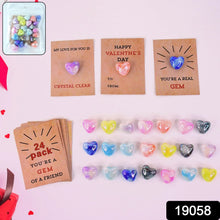 Heart - Shaped Crystal Gem Valentines with Gift Cards (24 Pc) - Justgrabit Inc.