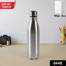 Silver Stainless Steel Water Bottle Approx 500 ML (1 Pc) - Justgrabit Inc.