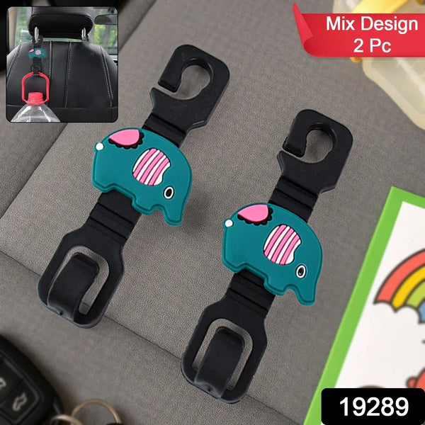 Multi - Purpose Car Seat Headrest Hooks (Mix Design / 2 Pc Set) - Justgrabit Inc.