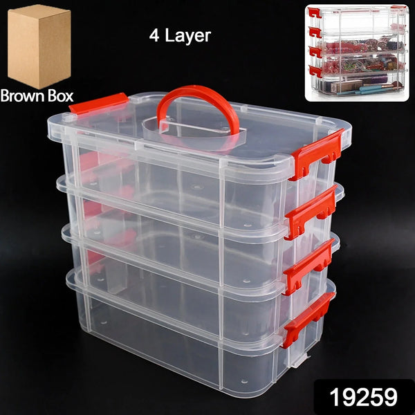 4 - Layer Transparent Multipurpose Plastic Storage Box - Justgrabit Inc.