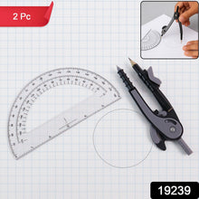2 - Piece Geometry Protractor Set with Lock and Transparent Protractor - justgrabit.in | Just Grab It