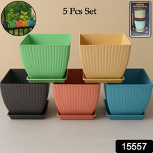 Trendy Square Plastic Flower Pots Set of 5 - justgrabit.in | Just Grab It