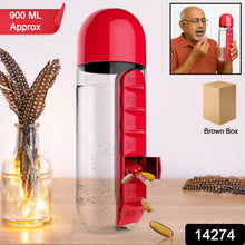 Water Bottle with Built - in 7 - Day Pill Organizer Approx 900ml (1 Pc) - justgrabit.in | Just Grab It