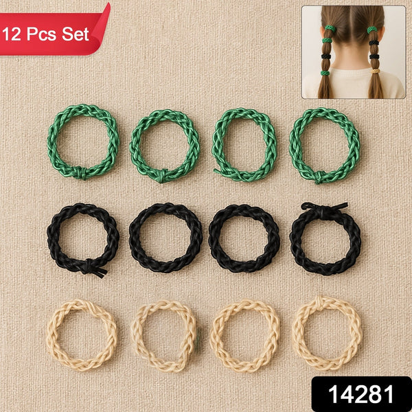 Braided Elastic Hair Bands Set (12 Pc) - justgrabit.in | Just Grab It