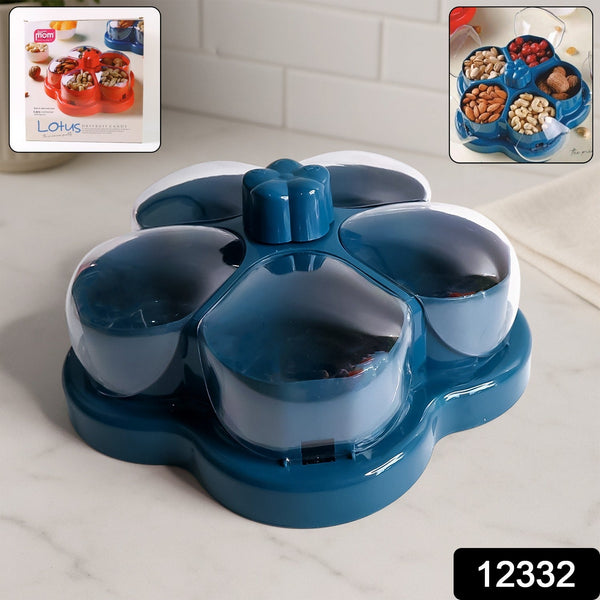 Supermom Lotus Shape Rotating Dry Fruit & Snack Organizer Box Compartments (1 Pc) - justgrabit.in | Just Grab It