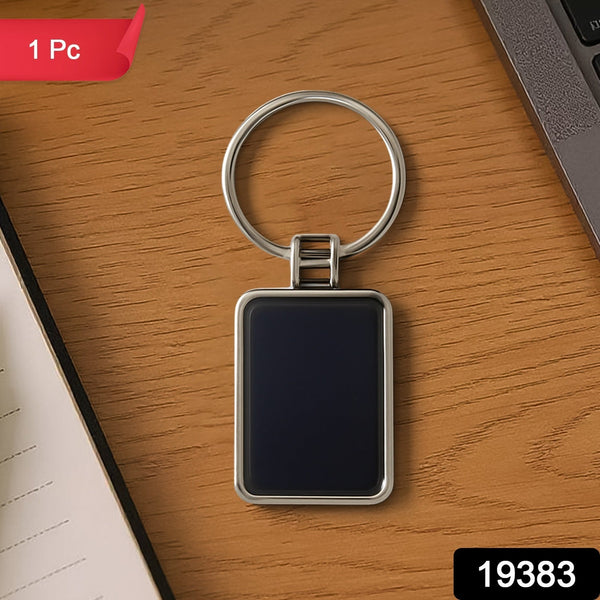 Premium Rectangular Black & Silver Metal Keychain (1 Pc) - justgrabit.in | Just Grab It