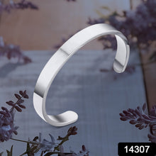 Minimalist Polished Open - Ended Silver - Tone Stainless Steel Kada (1 Pc) - justgrabit.in | Just Grab It