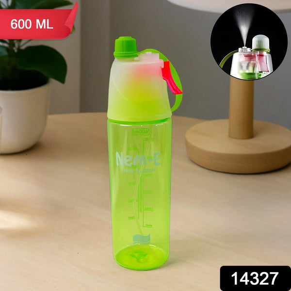 Plastic Sports Water Bottle – Dual Function with Built - In Mist Spray (600 ML) - justgrabit.in | Just Grab It
