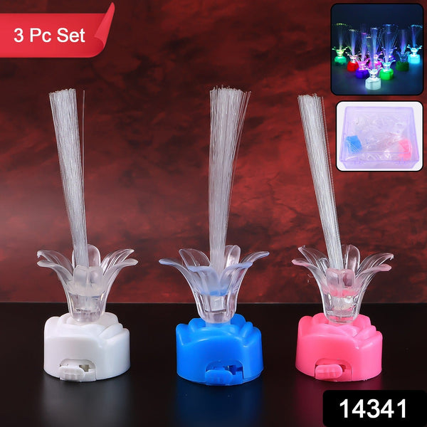 Multi - Color LED Fiber Optic Flower Night Lamps (Mix Color / 3 Pc) - justgrabit.in | Just Grab It