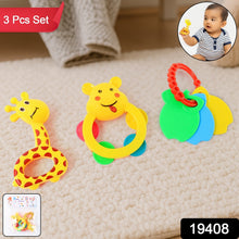 3 Pcs Set Colorful Animal Shape Baby Rattle Toy - justgrabit.in | Just Grab It
