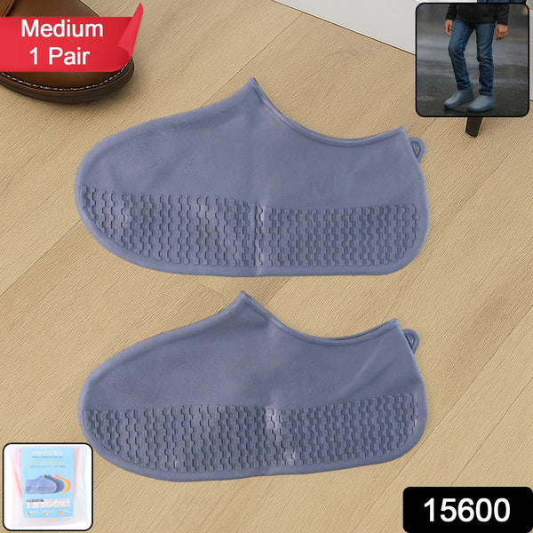 Grey Non - Slip Silicone Rain Reusable Anti skid Waterproof Fordable Boot (1 Pair) - justgrabit.in | Just Grab It