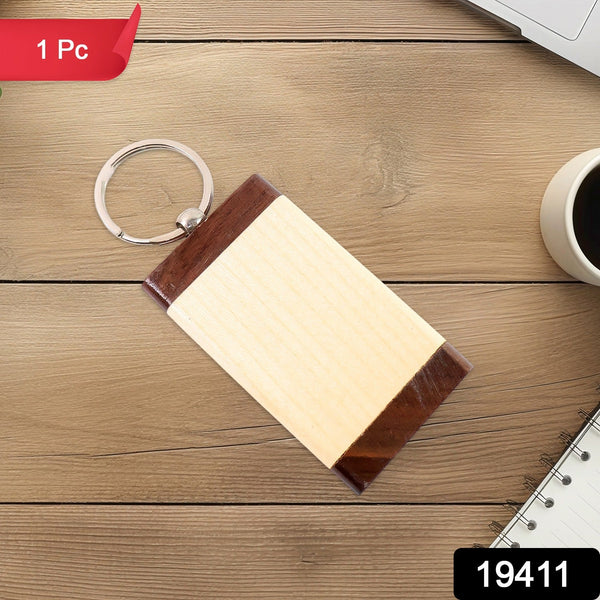Premium Wooden Keychain with Dual Tone Finish (1 Pc) - justgrabit.in | Just Grab It
