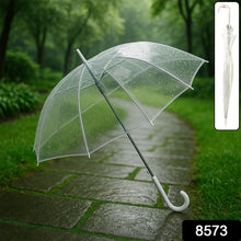 Premium Transparent Dome Umbrella with Curved Handle (1 Pc) - justgrabit.in | Just Grab It