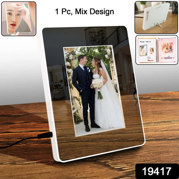 Multifunctional LED Magic Mirror with Hidden Photo Frame (1 Pc) - justgrabit.in | Just Grab It