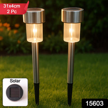 Solar - Powered Stainless Steel Garden Pathway Lights 31x4 cm (2 Pc) - justgrabit.in | Just Grab It