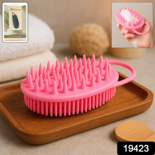 2 - in - 1 Silicone Soft Bristle Bath Brush - justgrabit.in | Just Grab It