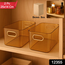 Premium Ribbed Transparent Storage Basket with Gold Handle 25×14 cm 2 Pc - justgrabit.in | Just Grab It