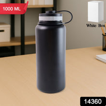 Black Stainless Steel Double Wall Vacuum - Insulated Drink Water Bottle (1000 ML) - justgrabit.in | Just Grab It