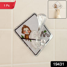 Cute Cartoon Print Transparent Wall Hook with Self - Adhesive Back (1 Pc) - justgrabit.in | Just Grab It