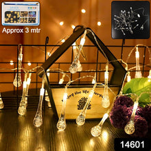 Decorative LED Lighting Chain with Crystal Water Drop Bulbs Approx 3 Mtr (1 Pc) - justgrabit.in | Just Grab It