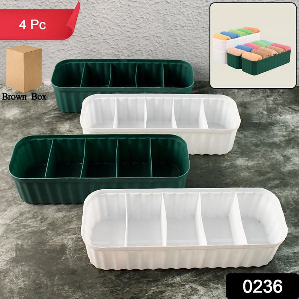 5 Compartments Socks / Handkerchief / Underwear Storage Box Socks Drawer Closet Organizer Storage Boxes (pack of 4) - justgrabit.in | Just Grab It
