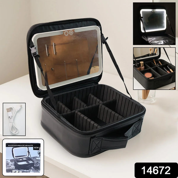 Black Premium LED Light Makeup Organizer Box (1 Pc) - Justgrabit Inc.