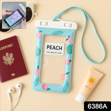 Waterproof Peach Transparent Mobile Pouch with Neck Strap (1 Pc) - Justgrabit Inc.