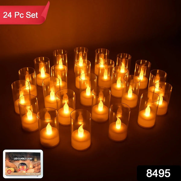 Flameless Candles with Transparent plastic Covers Set of 24 Pcs LED - Justgrabit Inc.