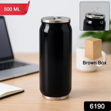 Stainless Steel Can - Shaped Vacuum Flask with Built - In Straw 500ml Approx, Tumbler (1 Pc) - Justgrabit Inc.