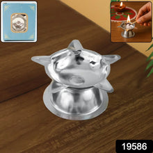 Stainless Steel Lotus Design Diya (1 Pc) - Justgrabit Inc.