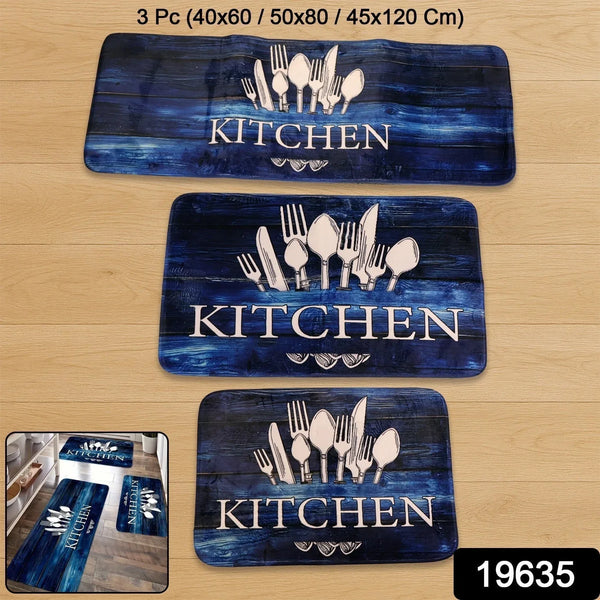 Kitchen Floor Mat Non - Slip Printed Runner Rugs (3 Pc) - Justgrabit Inc.